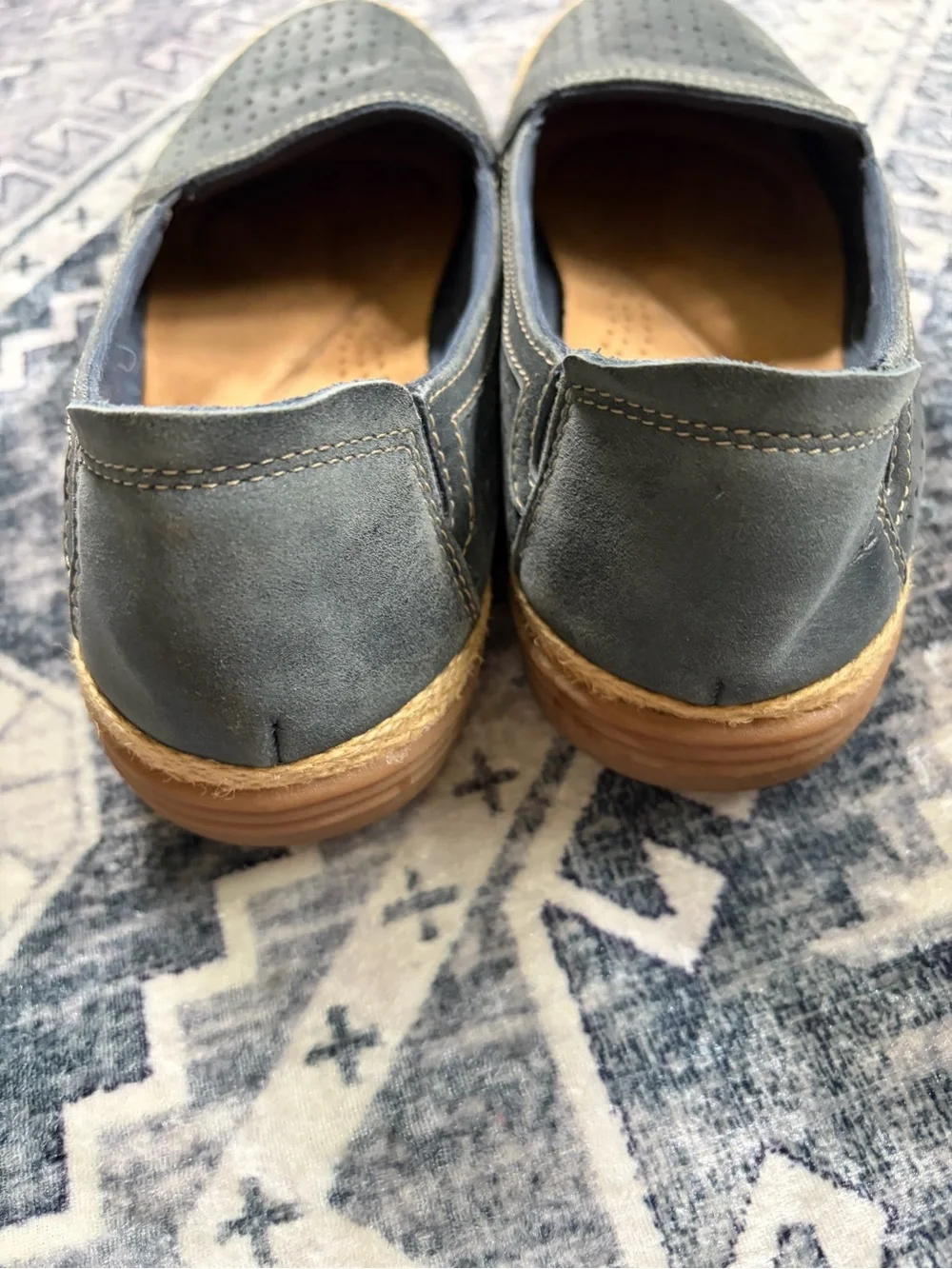 New Clarks Navy Perforated Slip-On Espadrilles